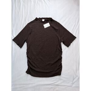 A New Day Textured Brown Blouse Top XXL Short Sleeve Stretch NWT
